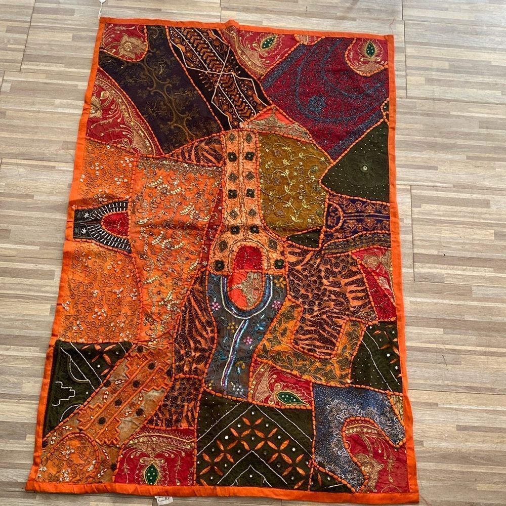 Kookoo Bean & Co all beaded/ embroidered  wall hanging Indian tapestry